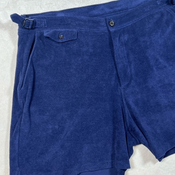 Ralph Lauren Purple Label RLPL XXL 5" Shorts Cotton Terrycloth Buckle Italy Soft - Picture 3 of 11